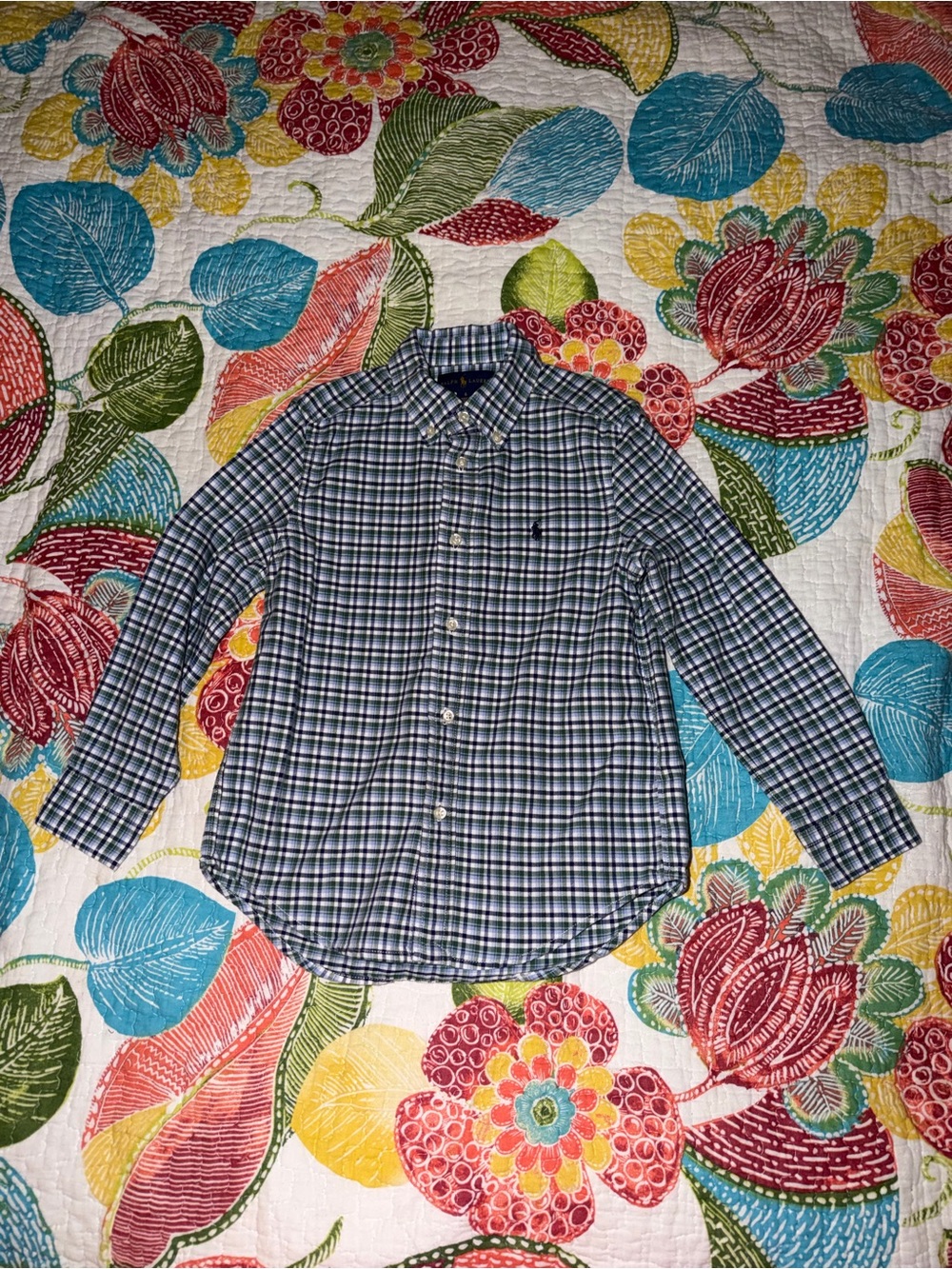 Ralph Lauren Navy and White Plaid Button-Down Shirt